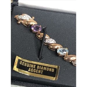 Ross Simons Diamonds 18k gold plated 925 silver Bracelet 7.5" Tennis Vermeil NWT